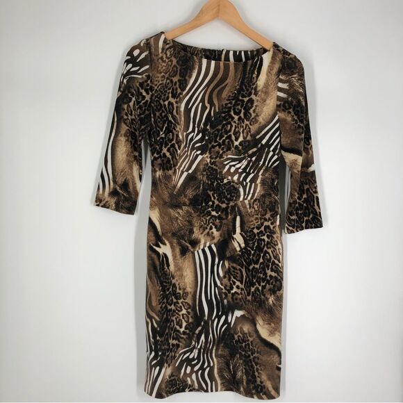 Joseph‎ Ribkoff Animal Print Dress 3/4 Sleeve Size 6 - Picture 1 of 8